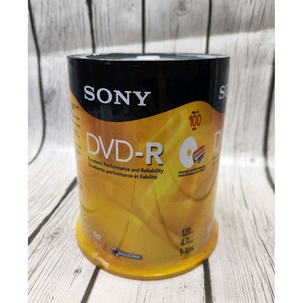 SONY DVD-R 100 Pack 120 Minutes 4.7 GB Blank Media Disc Sealed New